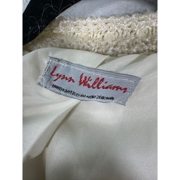 Lynn Williams New Zealand Vintage Mohair Wool Cream Cardigan Pearl Button Large - Picture 4 of 7